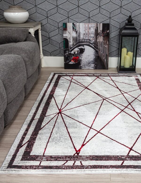 120x170 GLITZ ART DECO RED RUG - Image 2