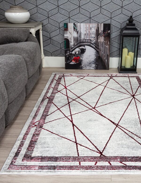 120x170 GLITZ ART DECO RED RUG - Image 3