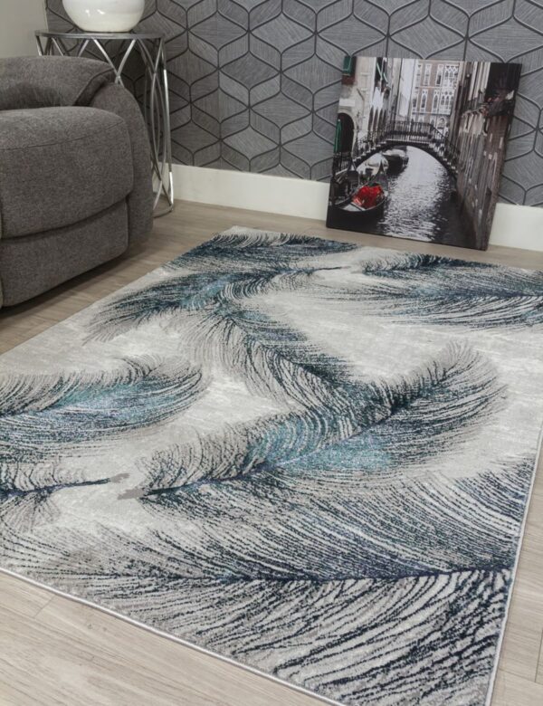 80x150 BLUE / GREEN BOUTIQUE PLUMES RUG - Image 4