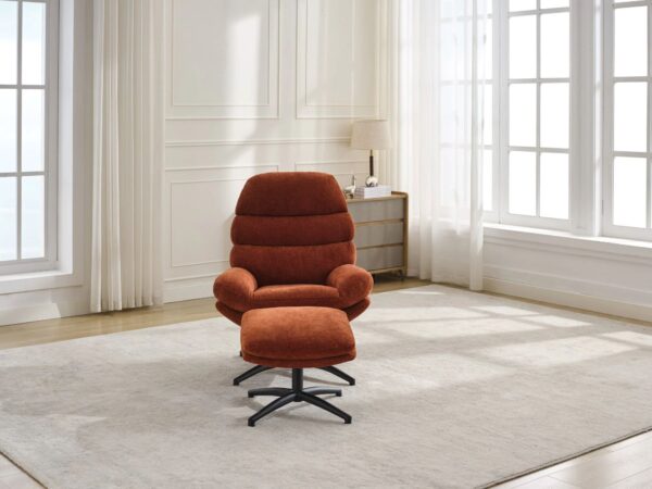 CLARKE RUST ARMCHAIR w/ FOOTSTOOL - Image 2