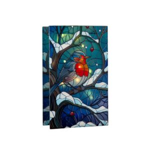 21x13cm STAINED GLASS LIT ROBIN