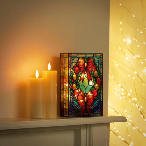 21x13cm STAINED GLASS WREATH - Image 3