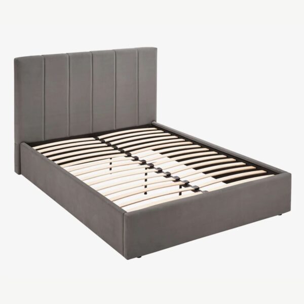 4'6in LISA GREY VELVET BEDSTEAD - Image 4