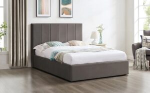 4'6in LISA GREY VELVET BEDSTEAD