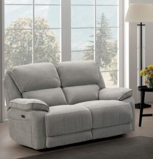 SEYMOUR 2 SEATER E/RECLINING SOFA - LT GREY