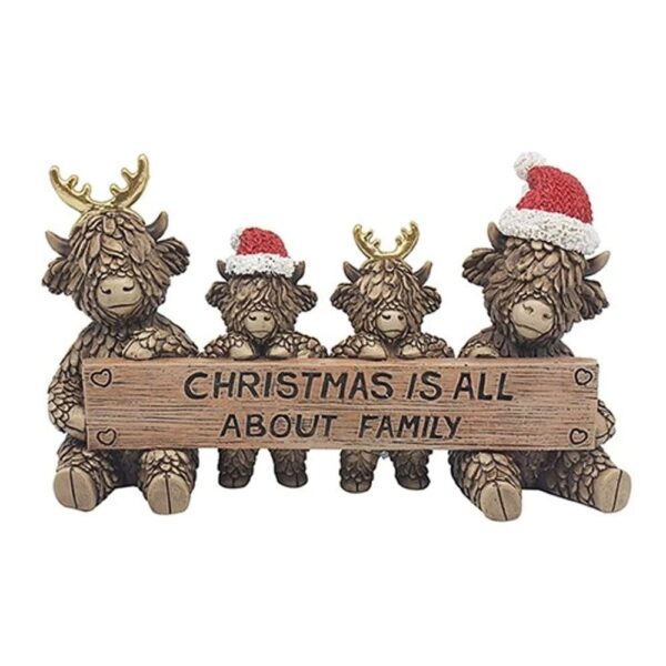 XMAS HIGHLAND COW WITH SIGN