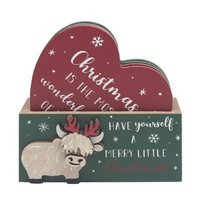 XMAS HIGHLAND COW COASTERS S4