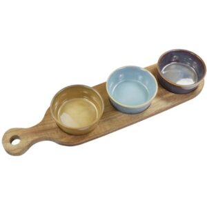 SNACK DISHES & WOOD TRAY 3 SECTION