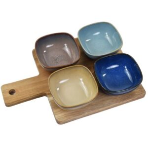 SNACK DISHES & WOOD TRAY 4 SECTION