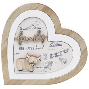 HIGHLAND COW 3D HEART FAMILY