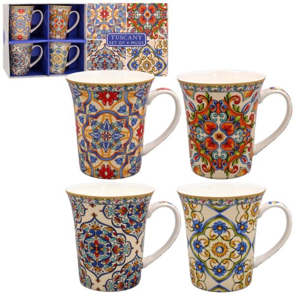 SET 4 LUSTRE TUSCANY MUGS