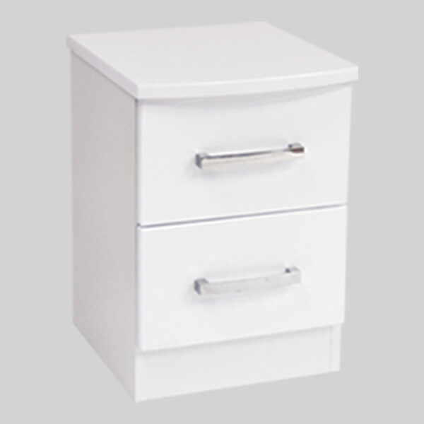 MIAMI WHITE 2 DWR BEDSIDE CHEST - B HANDLE