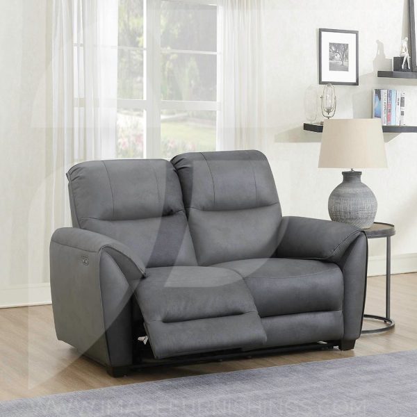 JORDI E/RECLINING 2 SEATER SOFA - DARK GREY