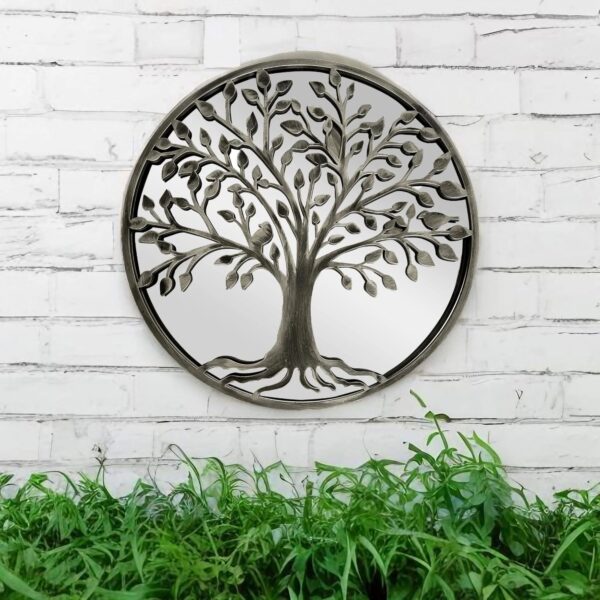 64cm SILVER TREE OF LIFE MIRROR - Image 2