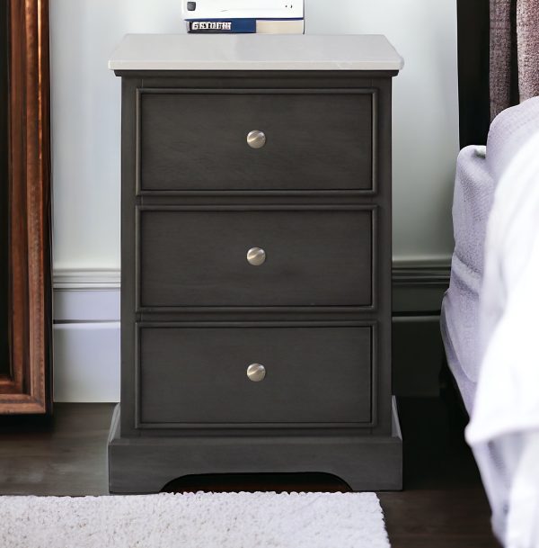 RUSSELL 3 DWR BEDSIDE CHEST w/ WHITE MARBLE TOP - Image 2