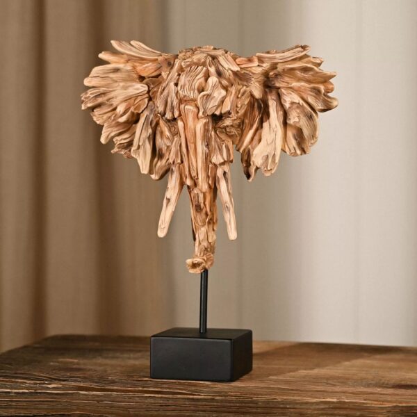 DRIFTWOOD ELEPHANT HEAD ON A STAND - Image 2