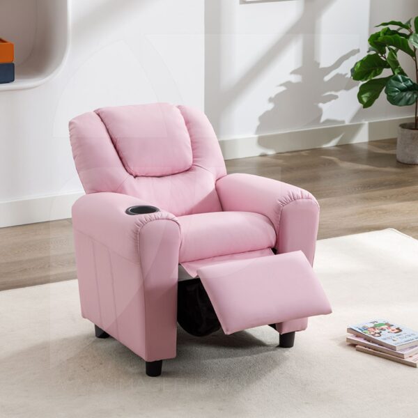 KIDS RECLINER LIGHT PINK w/ CUPHOLDER - Image 2
