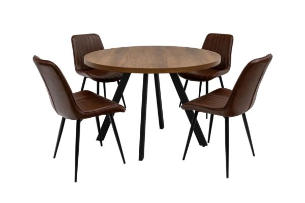 PANAMA 1.1m ROUND DINING TABLE - DARK OAK - Image 3