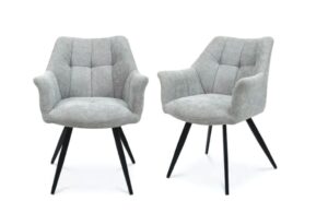 POPPY DINING CHAIR - LT GREY FABRIC w/ BLK LEG