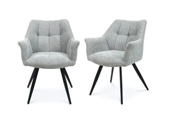 POPPY DINING CHAIR - LT GREY FABRIC w/ BLK LEG