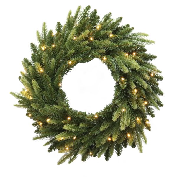 24in PRE LIT PARQUE WREATH 350 W/W LED