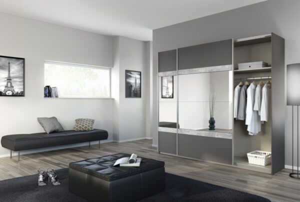 PENZBERG 181cm MET GREY / STONE GREY WARDROBE - Image 2