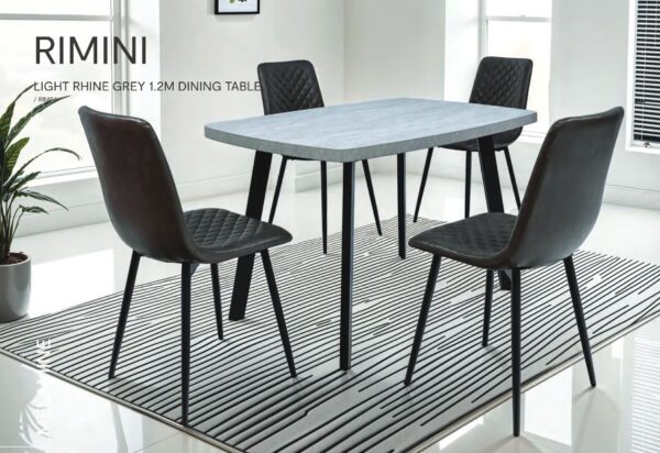RIMINI 1.2m DINING TABLE w/BLK LEG