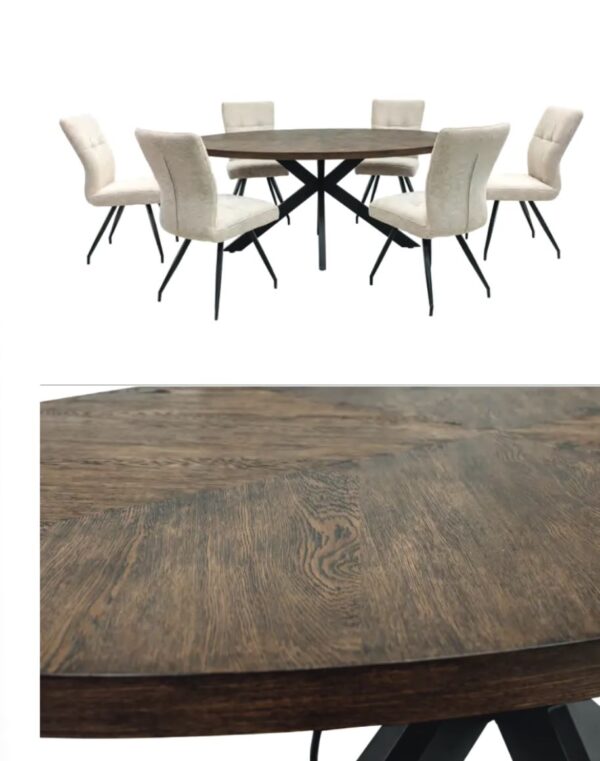 SAMARA 1.8m OVAL DINING TABLE - DARK OAK VENEER w/ BLACK LEG - Image 2