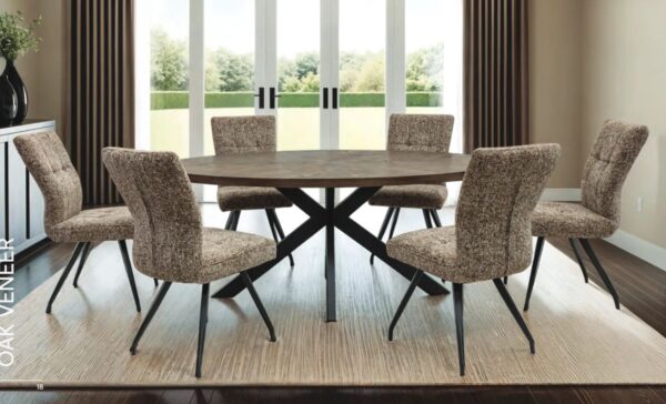 SAMARA 1.8m OVAL DINING TABLE - DARK OAK VENEER w/ BLACK LEG
