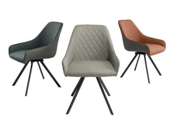 SEVILLE DRK GREY & BLUE SWIVEL DINING CHAIR - Image 3