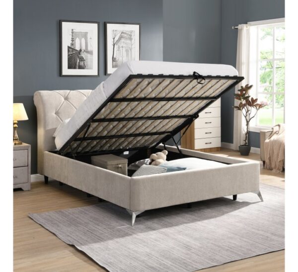 4'6in SLIGO BEIGE GAS LIFT BEDSTEAD - Image 4