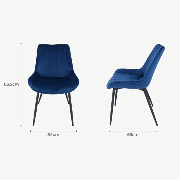 ANGLIA NAVY VELVET DINING CHAIR - Image 5