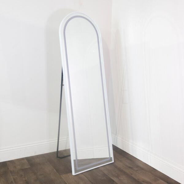 160x50 WHITE MODENA LED CHEVAL ARCH MIRROR - Image 2
