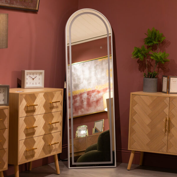 160x50 WHITE MODENA LED CHEVAL ARCH MIRROR - Image 4