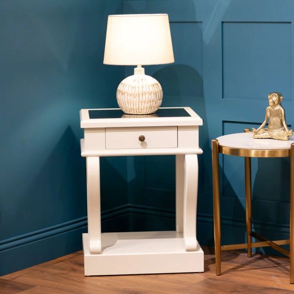 SCROLL IVORY END TABLE 1 DWR w/ MIRROR - Image 2