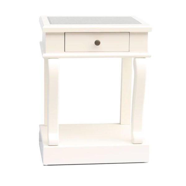 SCROLL IVORY END TABLE 1 DWR w/ MIRROR