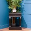 SCROLL BLACK END TABLE W/DRAWER w/ MIRROR - Image 2