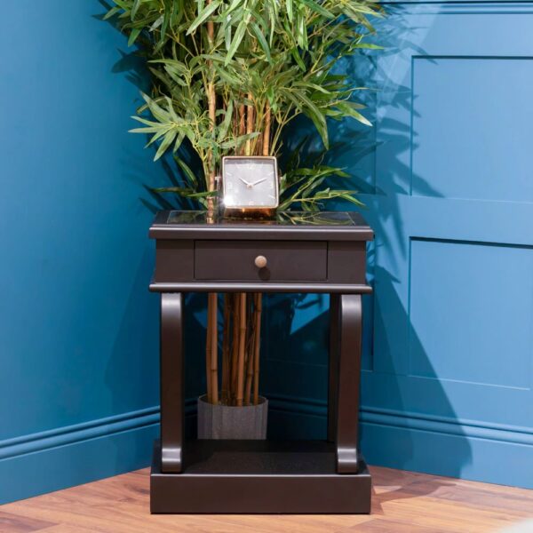 SCROLL BLACK END TABLE W/DRAWER w/ MIRROR - Image 2
