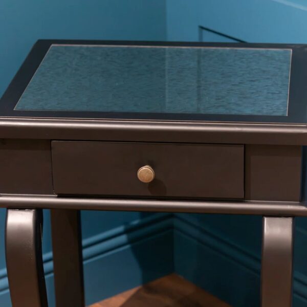 SCROLL BLACK END TABLE W/DRAWER w/ MIRROR - Image 4