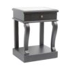SCROLL BLACK END TABLE W/DRAWER w/ MIRROR