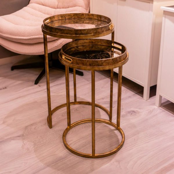 VELA SET OF 2 GOLD SIDE TABLES - Image 2