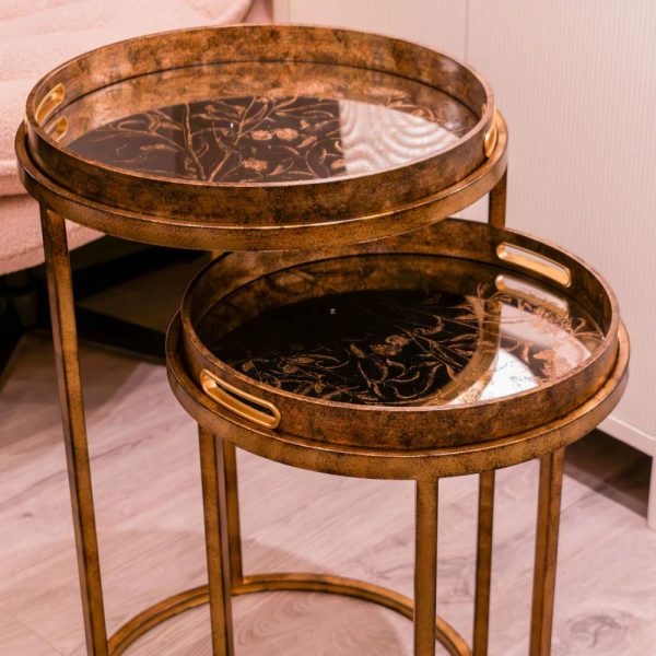 VELA SET OF 2 GOLD SIDE TABLES - Image 5