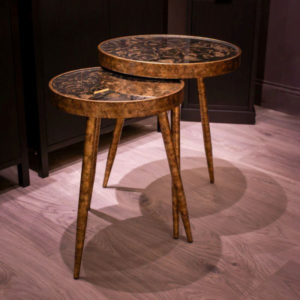 VELA SET OF 2 GOLD SIDE TABLES - Image 2