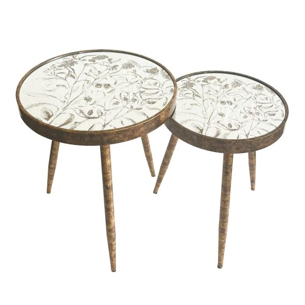 VELA SET OF 2 GOLD SIDE TABLES