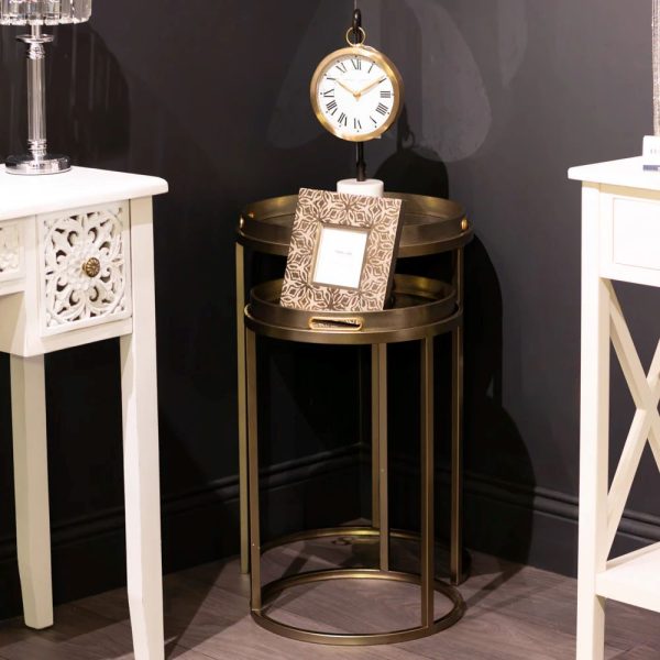 LYRA SET OF 2 CHAMPAGNE CAGE SIDE TABLES - Image 2