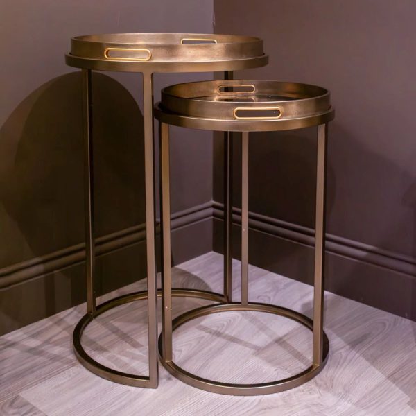 LYRA SET OF 2 CHAMPAGNE CAGE SIDE TABLES - Image 4