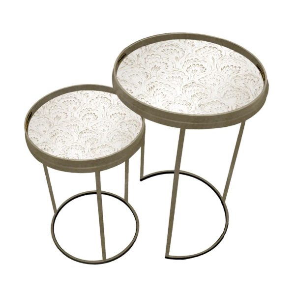 LYRA SET OF 2 CHAMPAGNE CAGE SIDE TABLES