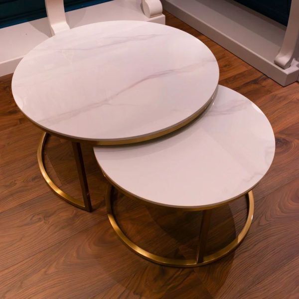 VIENNA SET OF 2 MARBLE COFFEE TABLES - Image 4