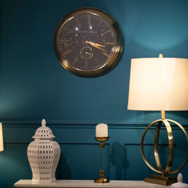 BAKER & BROWN CLOCK BLACK/BRASS 49cm - Image 4