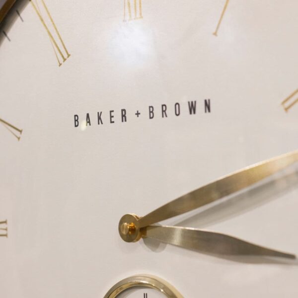 BAKER & BROWN CLOCK WHITE/BRASS 49cm - Image 3